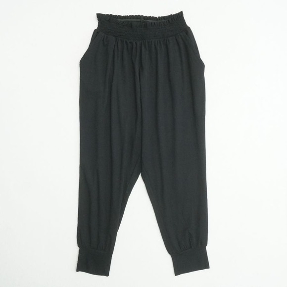 Daily Practice Anthropologie Womens Black Smocked Waist Jogger Pants Size Medium - Picture 1 of 11